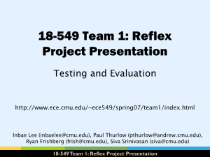 18-549 Team 1: Reflex Project Presentation Testing and Evaluation