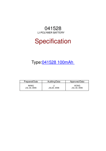 Specification 041528 Type: 041528 100mAh