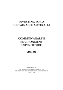 INVESTING FOR A SUSTAINABLE AUSTRALIA COMMONWEALTH