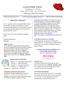 Central Public School February 2016 Newsletter 97 Dublin St., N, N1H 4N2