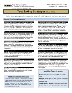 Test Taking Strategies  Staley (2009)