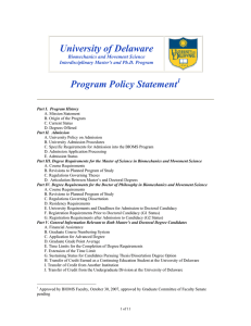 University of Delaware Program Policy Statement 1