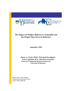 The Impact of Welfare Reform on Nonprofits and  September 2003