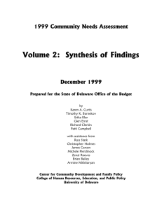 Volume 2:  Synthesis of Findings 1999 Community Needs Assessment December 1999
