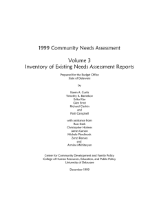 1999 Community Needs Assessment Volume 3 Inventory of Existing Needs Assessment Reports