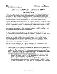 Career and Life Studies Certificate (CLSC) Application Packet