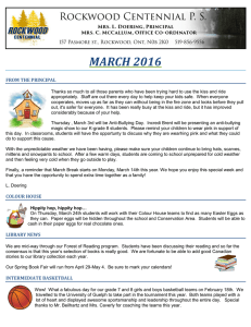 MARCH 2016 FROM THE PRINCIPAL