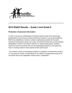 2014 EQAO Results – Grade 3 and Grade 6