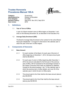 Trustee Honoraria Procedures Manual 105-A 1. Definitions