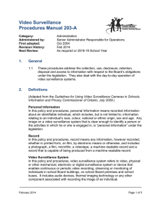 Video Surveillance  Procedures Manual 203-A