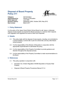 Disposal of Board Property Policy 311 1.  Policy Statement