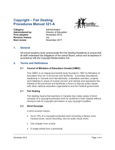 Copyright – Fair Dealing Procedures Manual 321-A 1. General