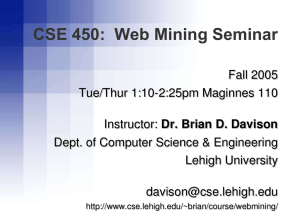 CSE 450:  Web Mining Seminar