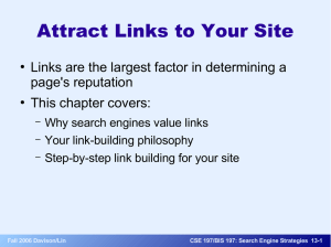 Attract Links to Your Site page's reputation This chapter covers: