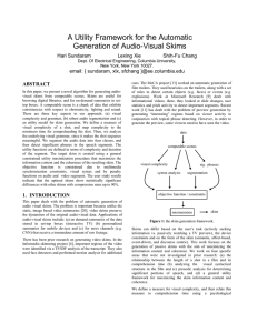 A Utility Framework for the Automatic Generation of Audio-Visual Skims Hari Sundaram