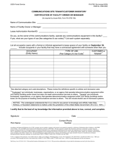 COMMUNICATIONS SITE TENANT/CUSTOMER INVENTORY CERTIFICATION OF FACILITY OWNER OR MANAGER