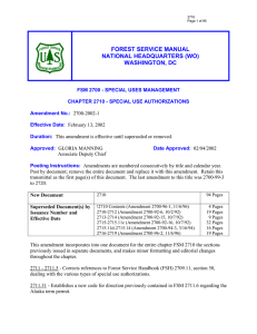 FOREST SERVICE MANUAL NATIONAL HEADQUARTERS (WO) WASHINGTON, DC