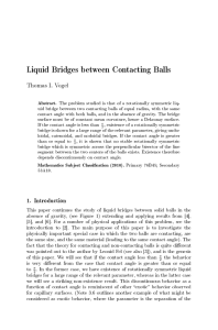 Liquid Bridges between Contacting Balls Thomas I. Vogel