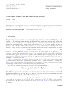 Liquid Bridges Between Balls: The Small Volume Instability Journal of Mathematical