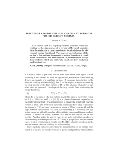 SUFFICIENT CONDITIONS FOR CAPILLARY SURFACES TO BE ENERGY MINIMA Thomas I. Vogel