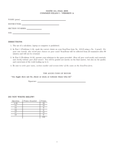 MATH 151, FALL 2005 COMMON EXAM I - VERSION A DIRECTIONS: NAME (print):