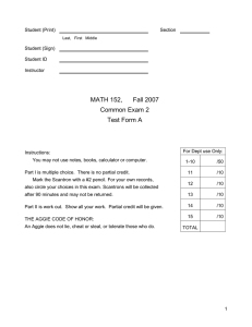 MATH 152, Fall 2007 Common Exam 2 Test Form A