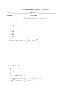 MATH 152, SPRING 2012 COMMON EXAM I - VERSION B SOLUTIONS
