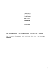 MATH 152 Final Exam Fall 1997 Version B