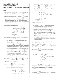 Spring 2006 Math 152 Exam 3A: Solutions Mon, 01/May c