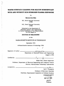 WAFER  SURFACE  CLEANING FOR  SILICON HOMOEPITAXY