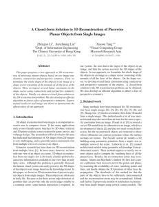 A Closed-form Solution to 3D Reconstruction of Piecewise