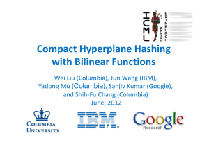 Compact Hyperplane Hashing  with Bilinear Functions 