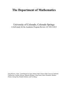 The Department of Mathematics  University of Colorado, Colorado Springs