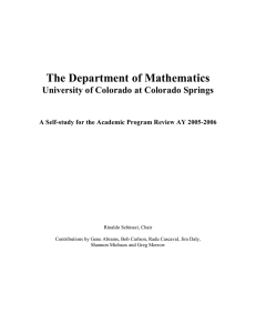 The Department of Mathematics  University of Colorado at Colorado Springs