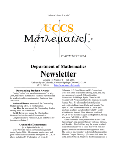 Newsletter Department of Mathematics