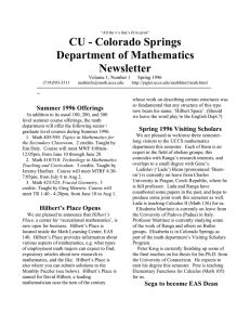 CU - Colorado Springs Department of Mathematics Newsletter