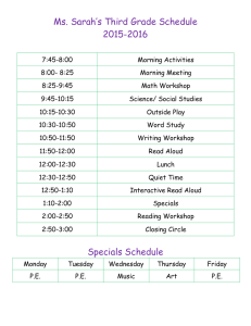 Ms. Sarah’s Third Grade Schedule 2015-2016