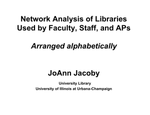 Network Analysis of Libraries Used by Faculty, Staff, and APs JoAnn Jacoby