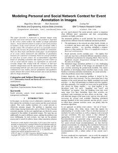 Modeling Personal and Social Network Context for Event Annotation in Images Bageshree Shevade
