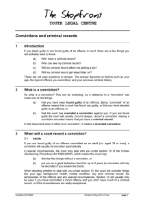 YOUTH LEGAL CENTRE Convictions and criminal records 1 Introduction