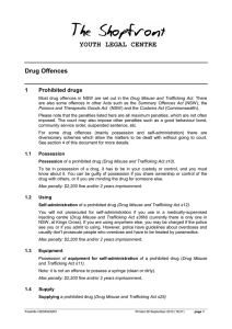 YOUTH LEGAL CENTRE Drug Offences 1 Prohibited drugs