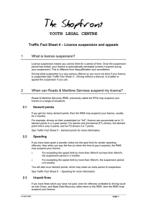 YOUTH LEGAL CENTRE What is licence suspension? 1