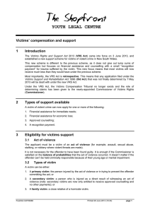 YOUTH LEGAL CENTRE Victims’ compensation and support Introduction 1