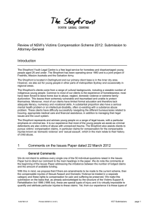 Review of NSW’s Victims Compensation Scheme 2012: Submission to Attorney-General Introduction