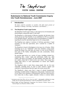YOUTH LEGAL CENTRE Submission to National Youth Commission Inquiry 1 Introduction