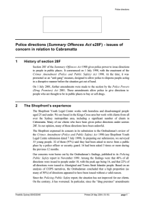 Summary Offences Act concern in relation to Cabramatta 1 History of section 28F