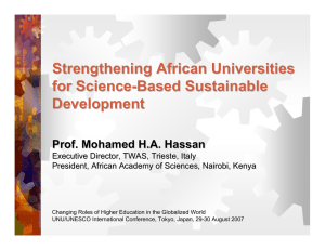 Strengthening African Universities for Science - Based Sustainable