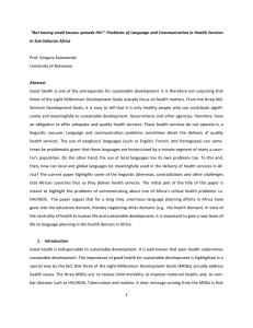    “But having small houses spreads HIV”: Problems of Language and Communication in Health Services  in Sub‐Saharan Africa 