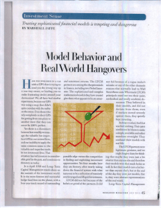 H Real Model Behavior and World Hangovers