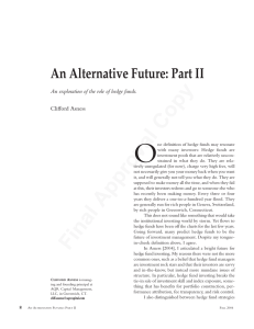 O An Alternative Future: Part II Clifford Asness